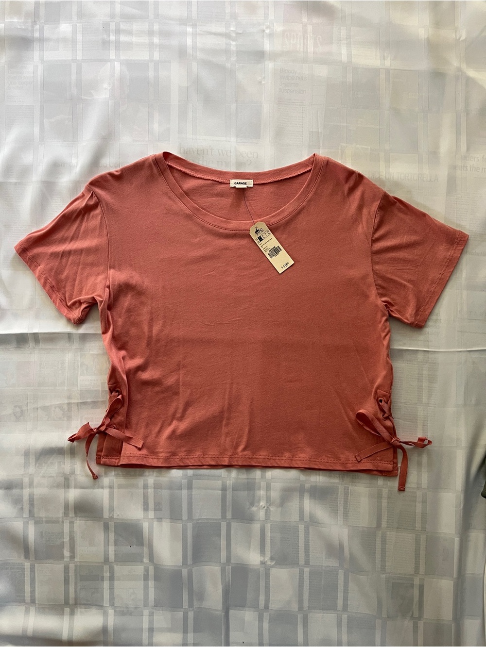 Garage Side-Tie Crop Tee - Rose Pink